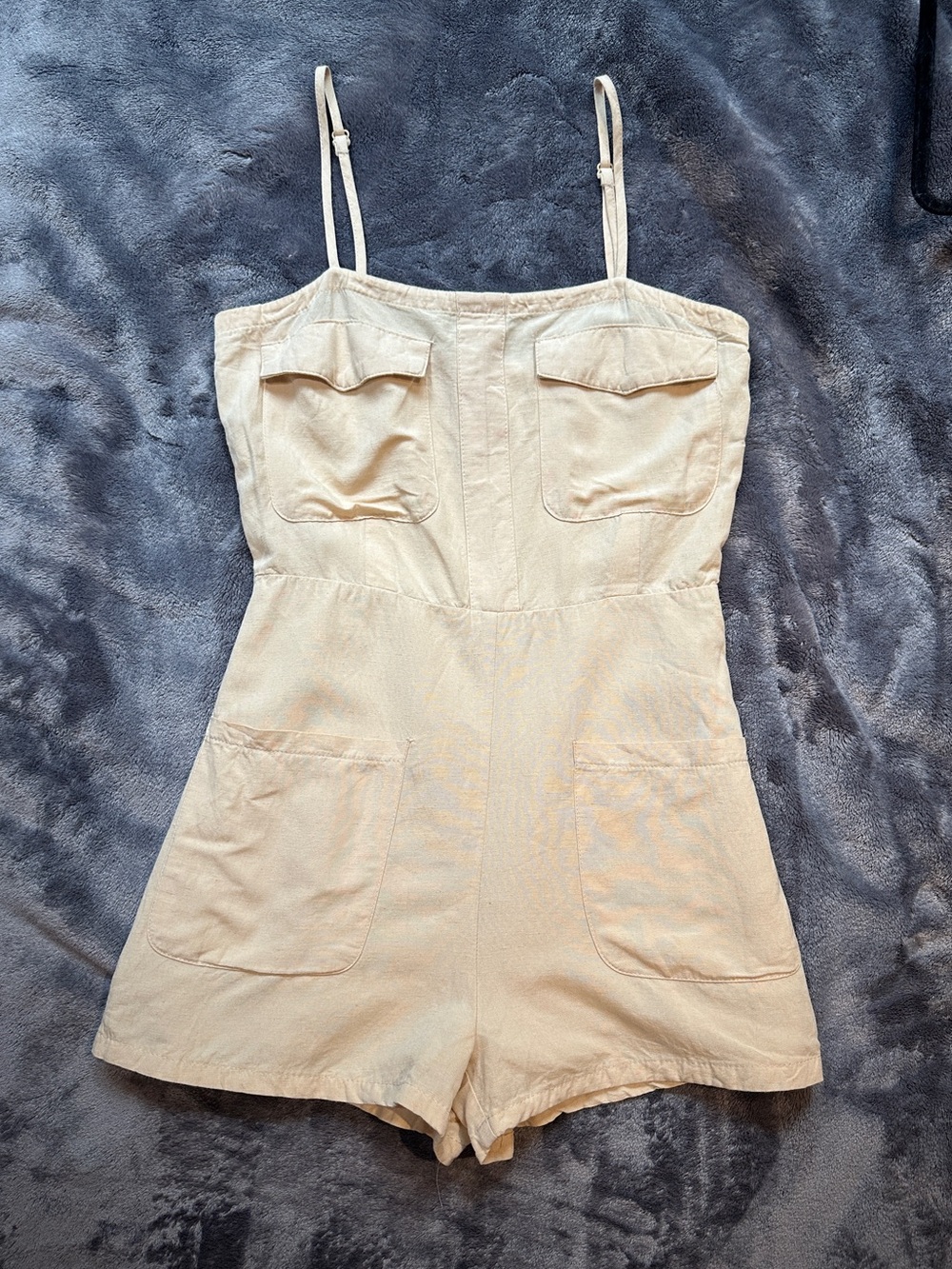 Cream Beige Romper Playsuit Lightweight Neutral Aesthetic Adjustable Straps